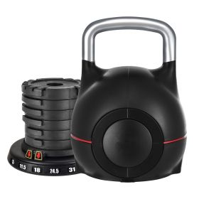 Adjustable Kettlebell with 7 Weight Levels (5, 11.5, 18, 24.5, 31, 37.5, 44 lbs), Die-Cast Aluminum and ABS Material