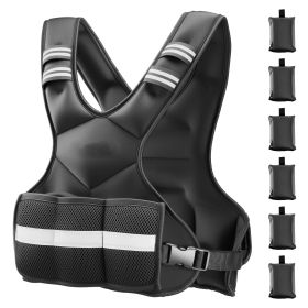 4-10 lbs Adjustable Weighted Vest with 6 Weight Packs and Reflective Stripe
