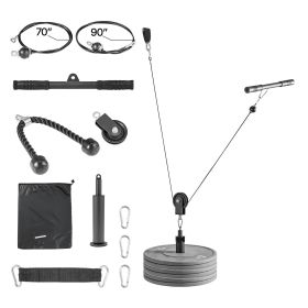 LAT and Lift Pulley Systems with Steel Cables, Short Bar, and Dual Grip Handles