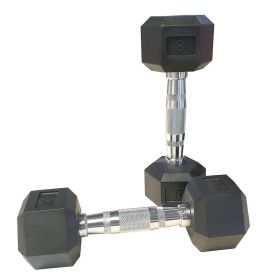 8LBS HDRS Rubber Coated, Solid Cast Iron Dumbbell with Contoured Chrome Handle