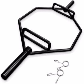 Black Olympic Deadlift Hex Bar with Knurled Handles and Solid Steel Sleeve