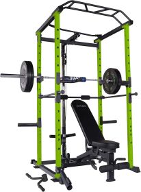 Adjustable Pullup Squat Rack with Olympic Rubber Plates