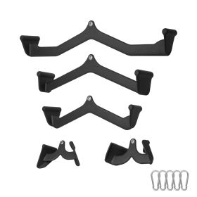 LAT Pulldown Attachments- Rowing T-bar, V-bar 5 Set, Tricep Pull Down Bar, Back Strength Training Rubber Coated Handle Grip