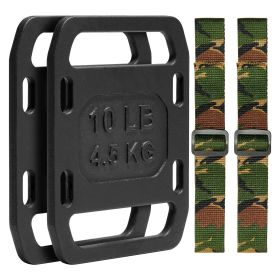Cast Iron Ruck Weights, 10LB Pair, Adjustable Ruck Plate with Straps