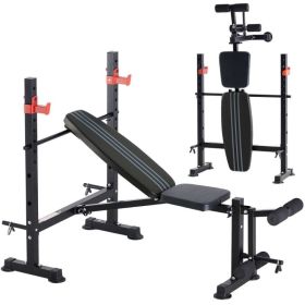 Heavy Duty Foldable Bench Press With Leg Curl Attachment (Option: Black)