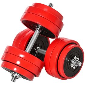 Adjustable Dumbbell Set, 66lbs Converted to Barbell Weight Set (Option: Wine Red-520x280x190 mm)