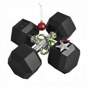 Hex Rubber Dumbbell Set for No Rolling- 24 LBS (Option: Black-290x220x110 mm)