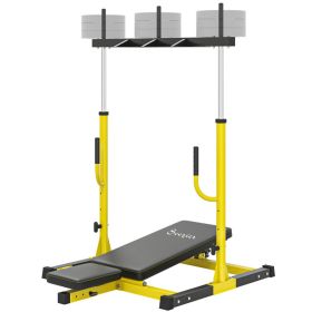 Vertical Leg Press Machine with Adjustable Leg, Back, and Head Positions, 1" Standard Plate Compatible (Option: Yellow-1160x470x310 mm)