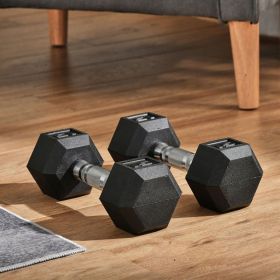 Hex Dumbbell Set Of 2, Rubber Fitness Dumbbell With Non-Slip Handles, Anti-roll (Option: Black)