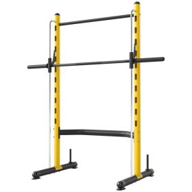Squat Rack with Pull Up Bar and Barbell Bar - Adjustable Multi-Function (Option: Yellow-2160x285x100 mm)