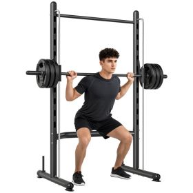 Squat Half Rack with Pull Up Bar and Barbell (Option: Black, Silver-2160x285x100 mm)