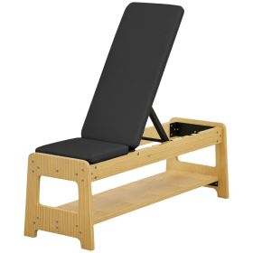 Wooden Adjustable Weight Bench with Dumbbell Rack (Option: Black-1230x160x430 mm)