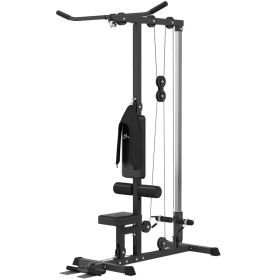 Lat Pull Down Machine, High / Low Pulley Machine with Adjustable Seat and Flip-Up Footplate (Option: Black-2000x345x150 mm)