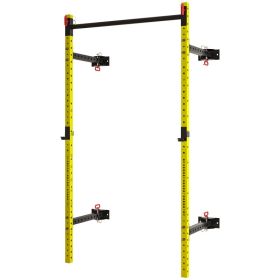 Folding Squat Rack with Pull Up Bar, Wall Mounted and Adjustable (Option: Yellow-2370x160x180 mm)