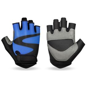 OZERO Men's Fingerless Gym Gloves- Breathable (Color: Blue, size: XL)