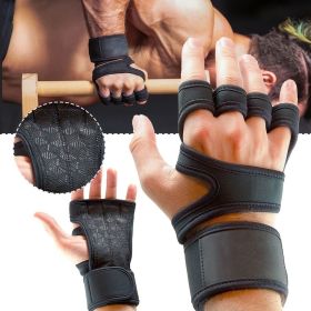 1 Pairs Unisex Weightlifting Training Gloves (Color: BLACK, size: XL)