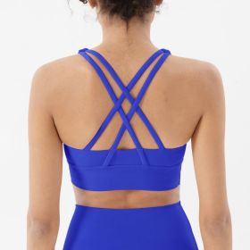 Nylon Breathable Sports Bra- 22 Colors (Color: Electric Blue, size: XL)