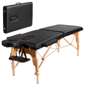 Portable Adjustable Massage Table with Carry Case (Color: BLACK)