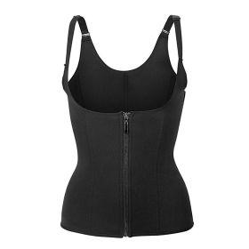 Zippered Waist Trainer Corset- Body Shaper with Back Support (size: L)