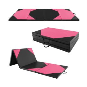 10' x 4' x 2" Folding Exercise Mat (Color: Black & Pink)