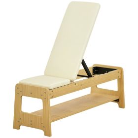 Wooden Adjustable Weight Bench with Dumbbell Rack Included (Option: White-1230x160x430 mm)