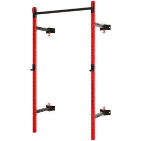 Folding Squat Rack and Pull Up Bar, Wall Mounted and Adjustable (Option: Red-2370x160x180 mm)
