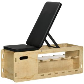 Wooden Workout Bench with Dumbbell Rack and Resistance Bands (Option: Natural wood finish-1150x430x390 mm)